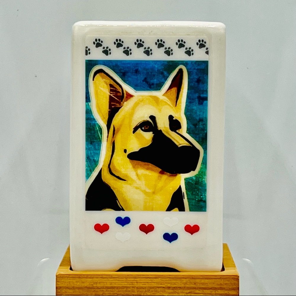 GERMAN SHEPERD DOG Art Hand Crafted Home Decor Planter Office Desktop Pencil Box